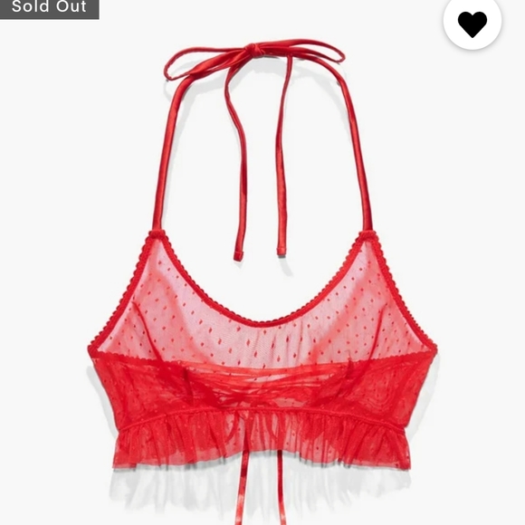 Savage X Fenty NWOT Dotted Mesh Halter Crop Top Cami, M - Picture 1 of 8